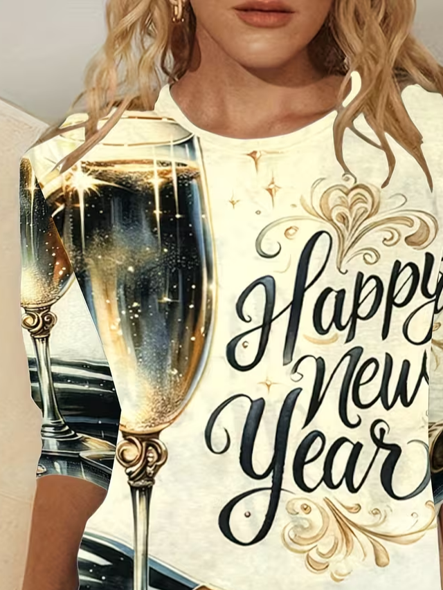 Casual Text Letters Crew Neck Long Sleeve T-shirt