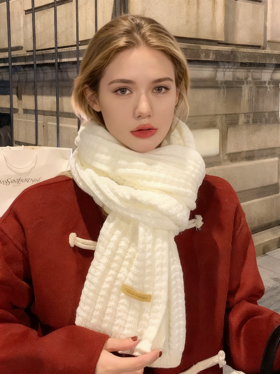 Versatile Korean Style Knitted Wool Christmas Red New Winter High-end New Year Gift Couple Scarf