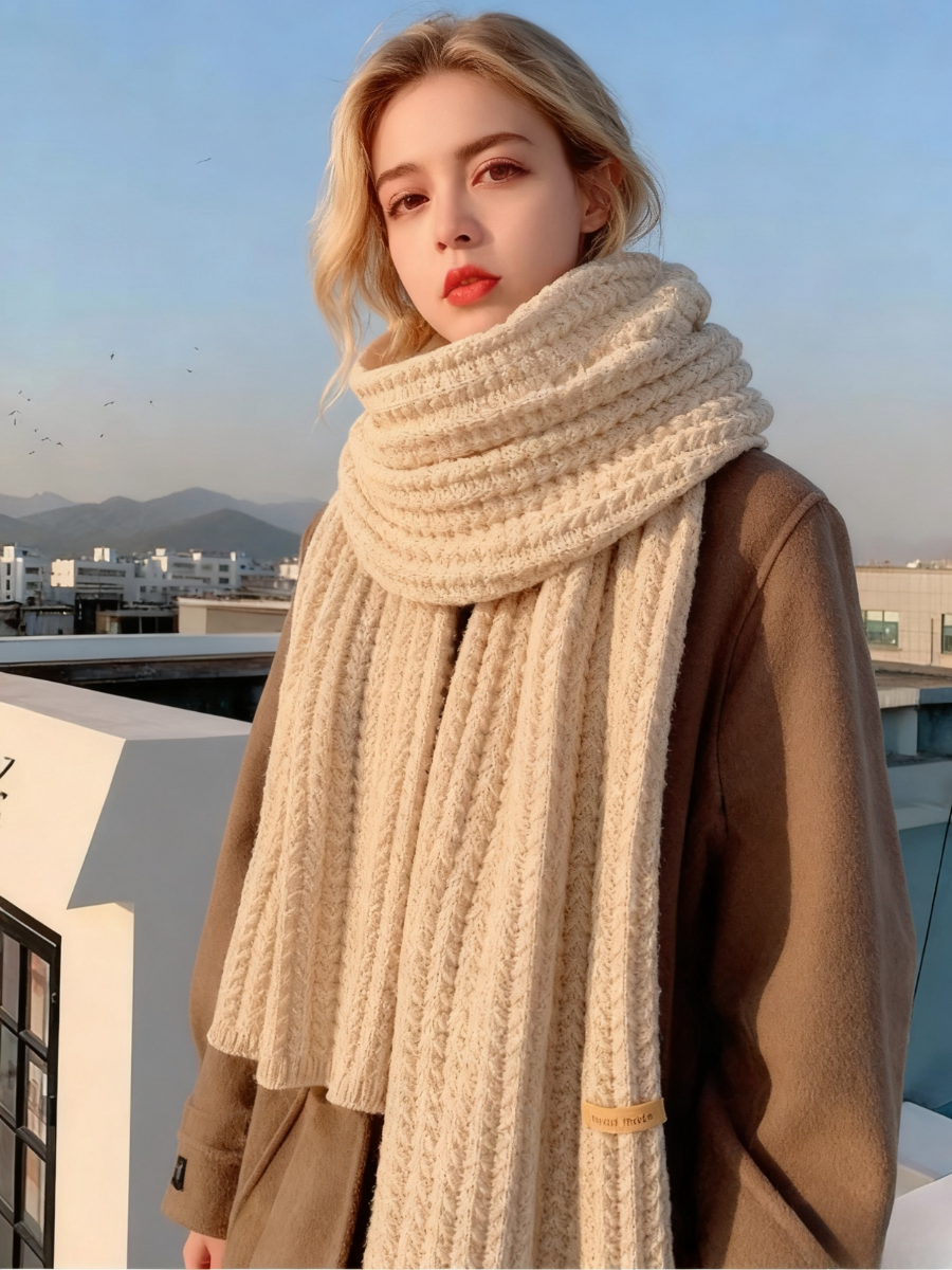 Versatile Korean Style Knitted Wool Christmas Red New Winter High-end New Year Gift Couple Scarf