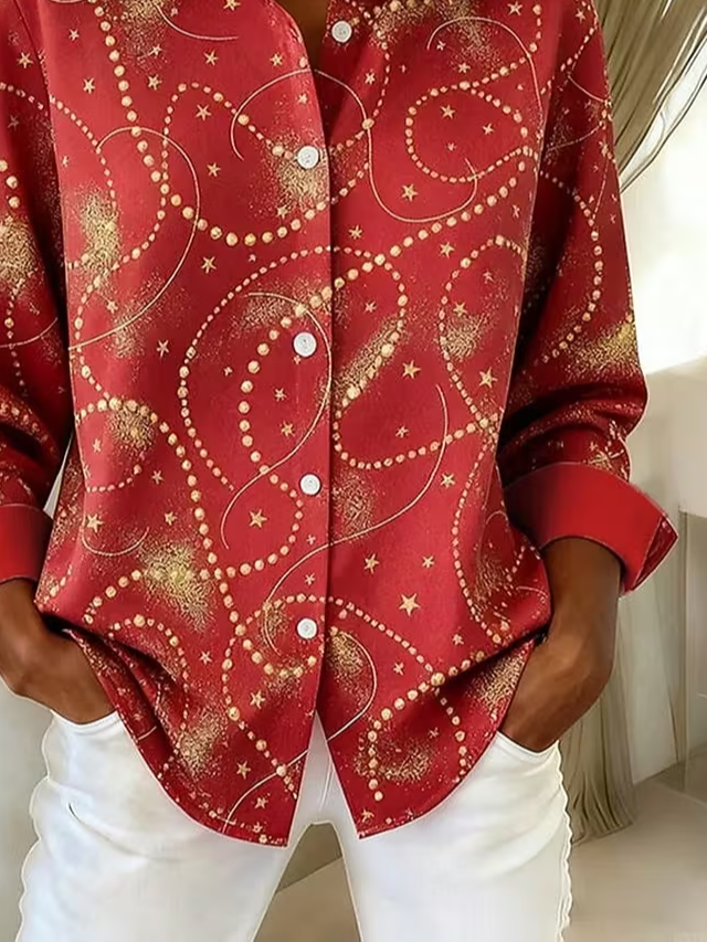 Shirt Collar Regular Sleeve Long Sleeve Festival Buckle Regular Loose Button Up Shirt Shirt For Women