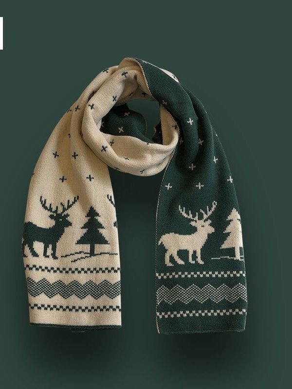 Versatile Korean Style Knitted Wool Christmas Red New Winter High-end New Year Gift Couple Scarf