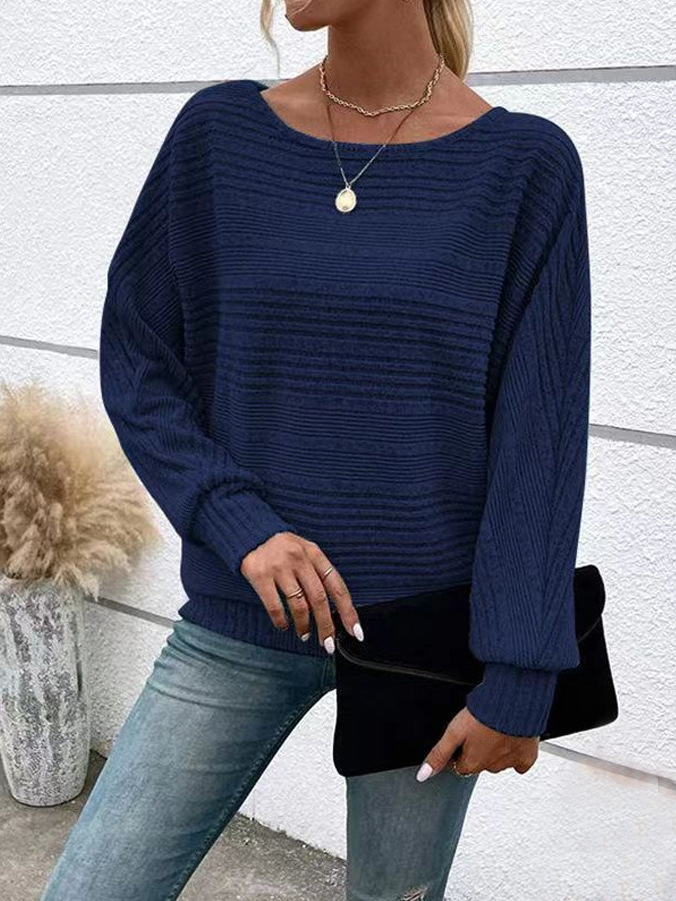 Casual Plain Crew Neck Long Sleeve T-shirt