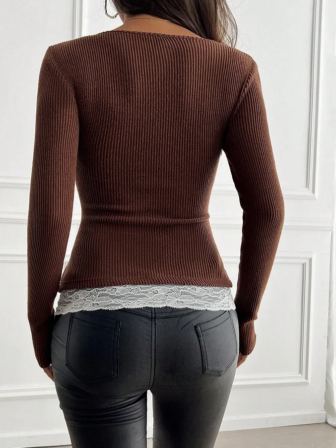 Casual Plain Crew Neck Long Sleeve T-shirt