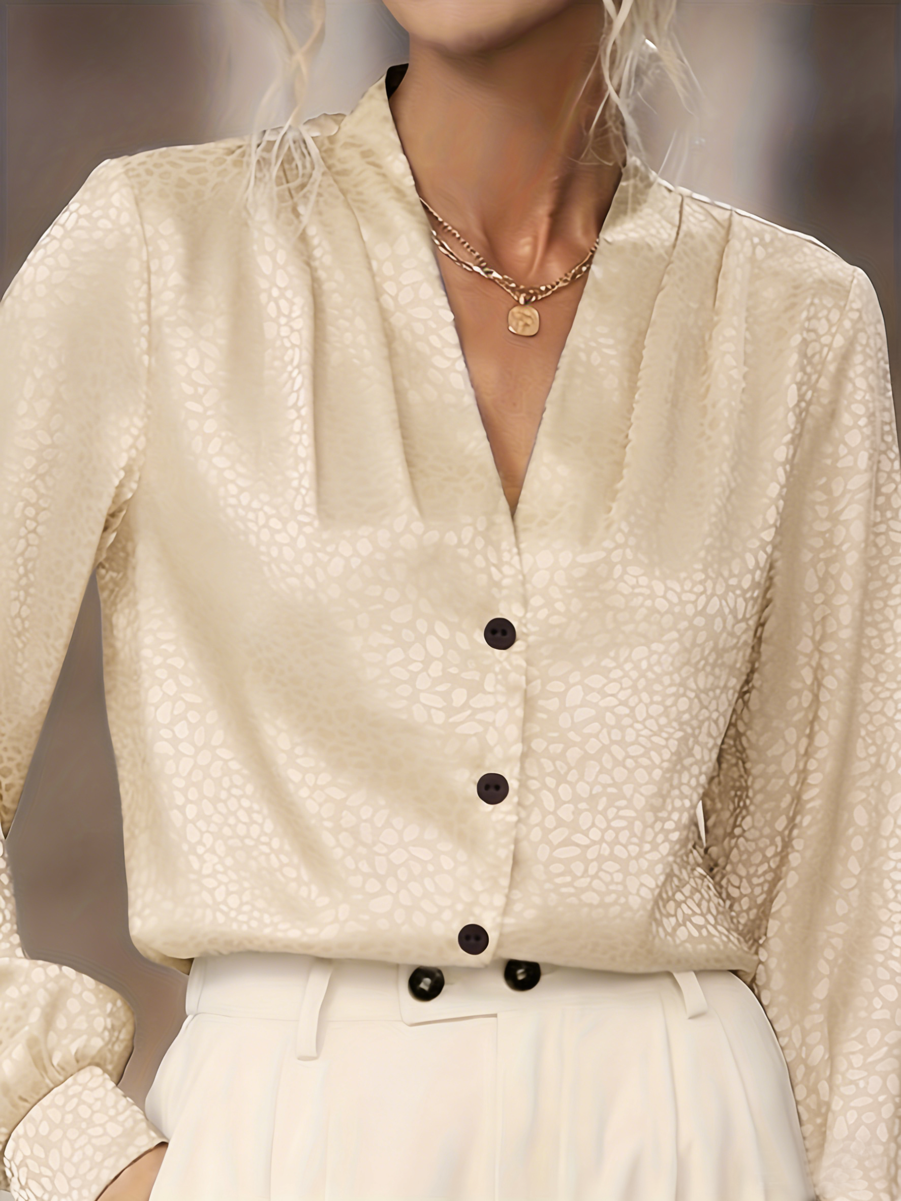 V Neck Long Sleeve Leopard Regular Regular Fit Shirt For Women