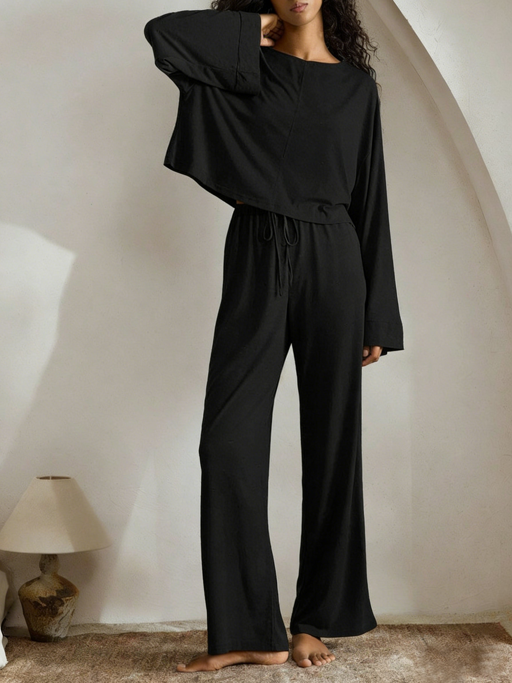 Casual Plain Pajama Set