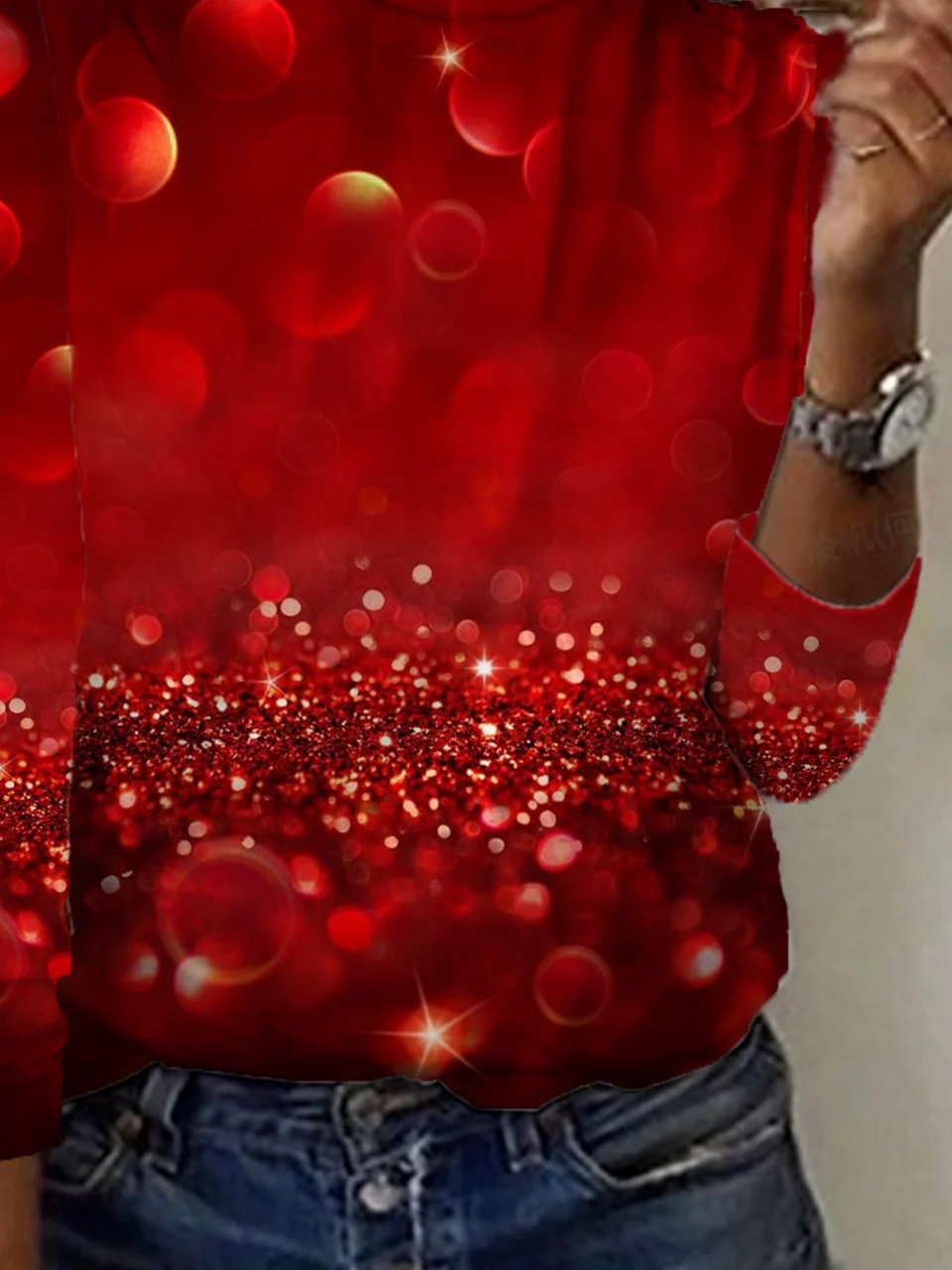 Casual Heart/Cordate Crew Neck Long Sleeve T-shirt