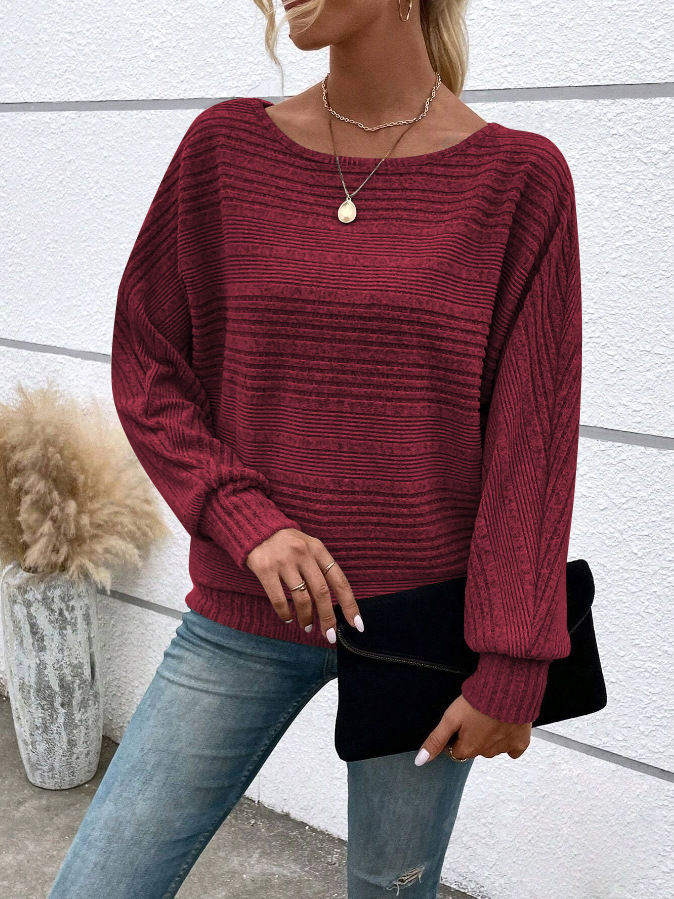 Casual Plain Crew Neck Long Sleeve T-shirt