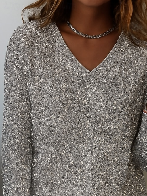 Casual Abstract V Neck Long Sleeve T-shirt