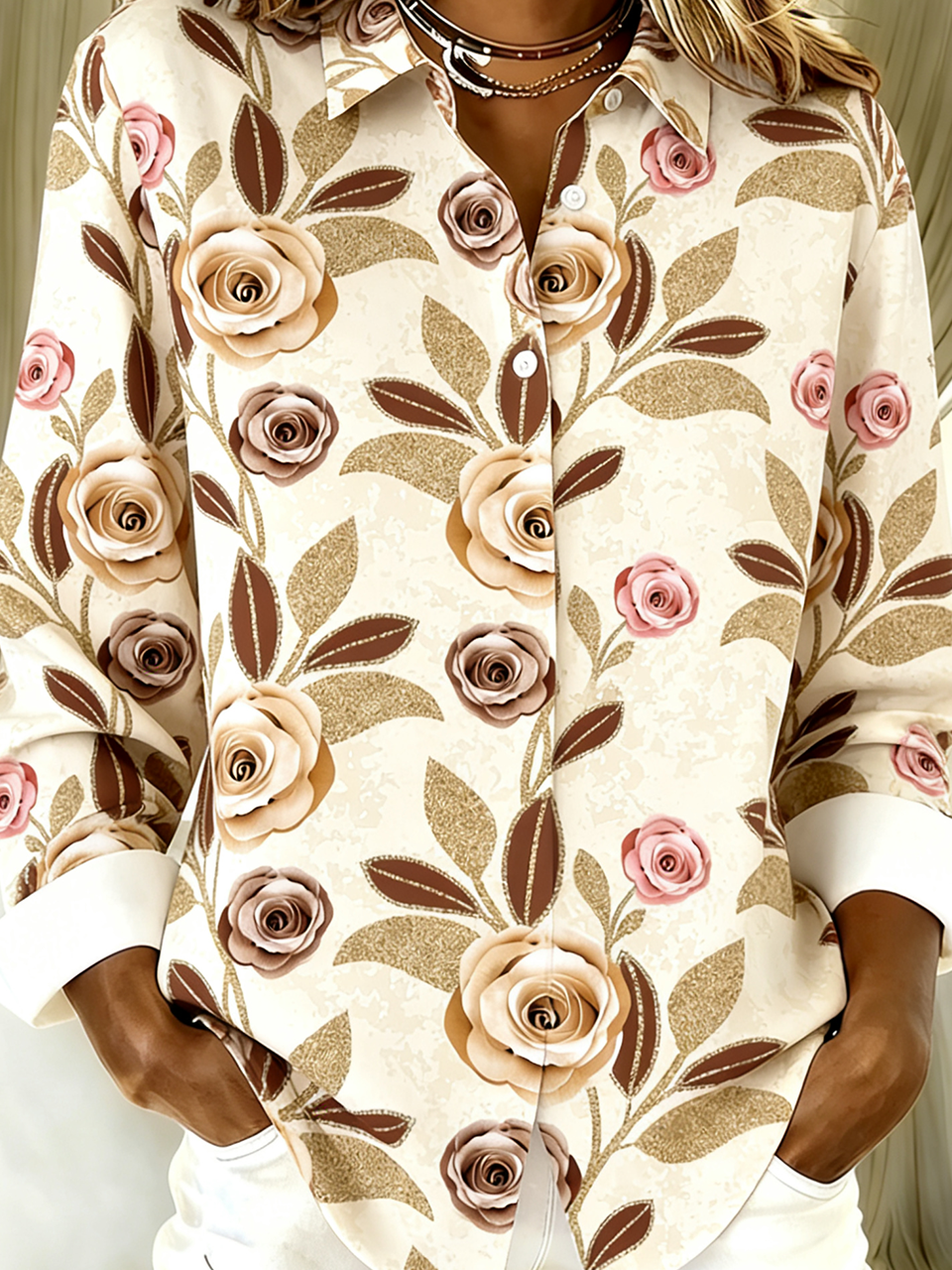 Shirt Collar Long Sleeve Valentine's Day Regular Loose Shirt For Women