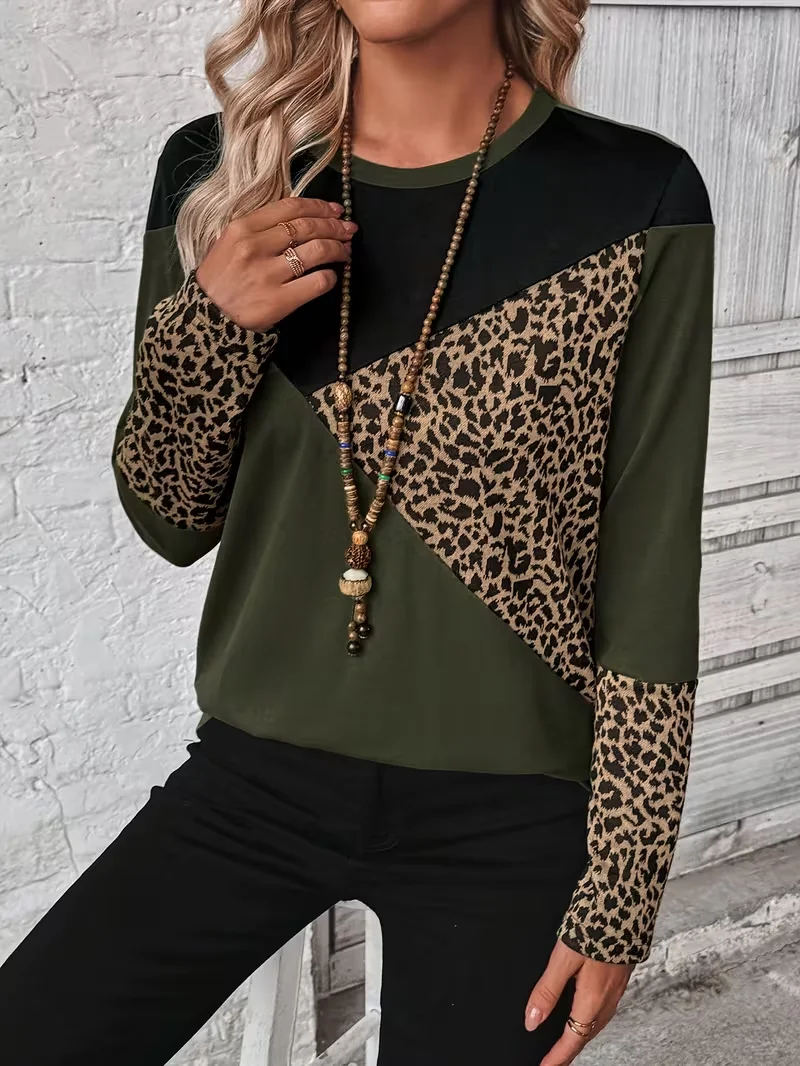 Casual Abstract Crew Neck Long Sleeve T-shirt