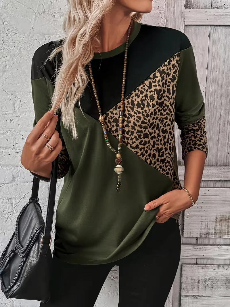 Casual Abstract Crew Neck Long Sleeve T-shirt