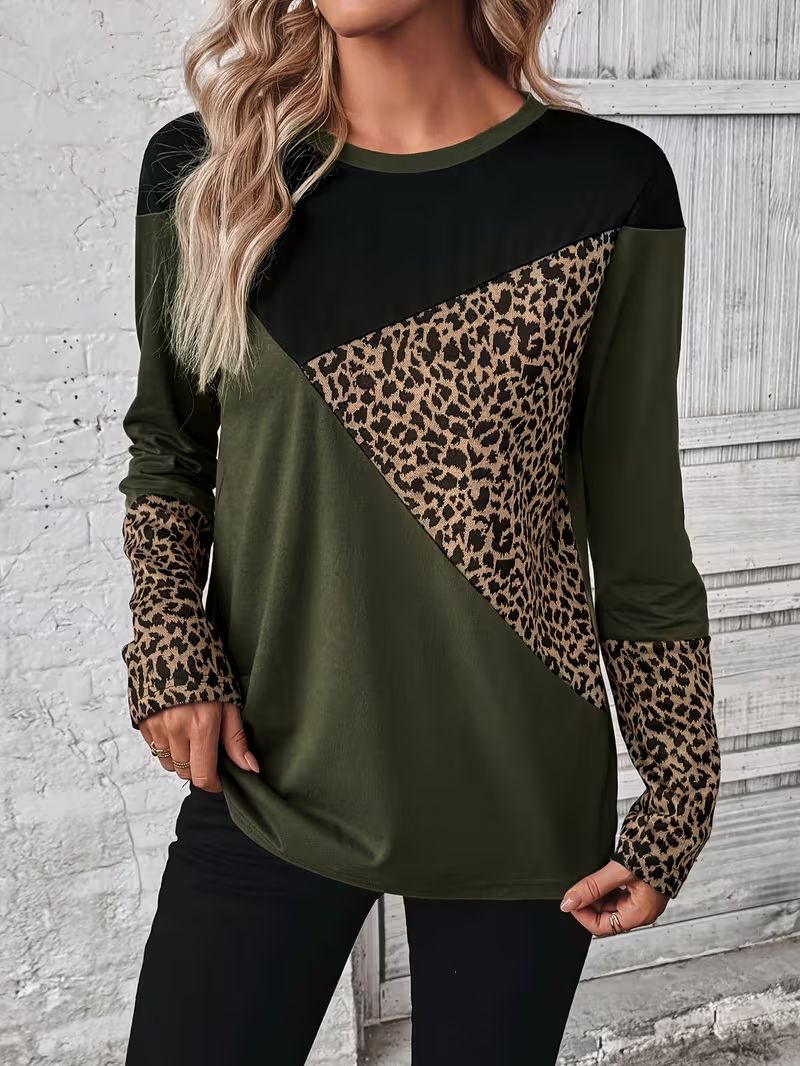 Casual Abstract Crew Neck Long Sleeve T-shirt