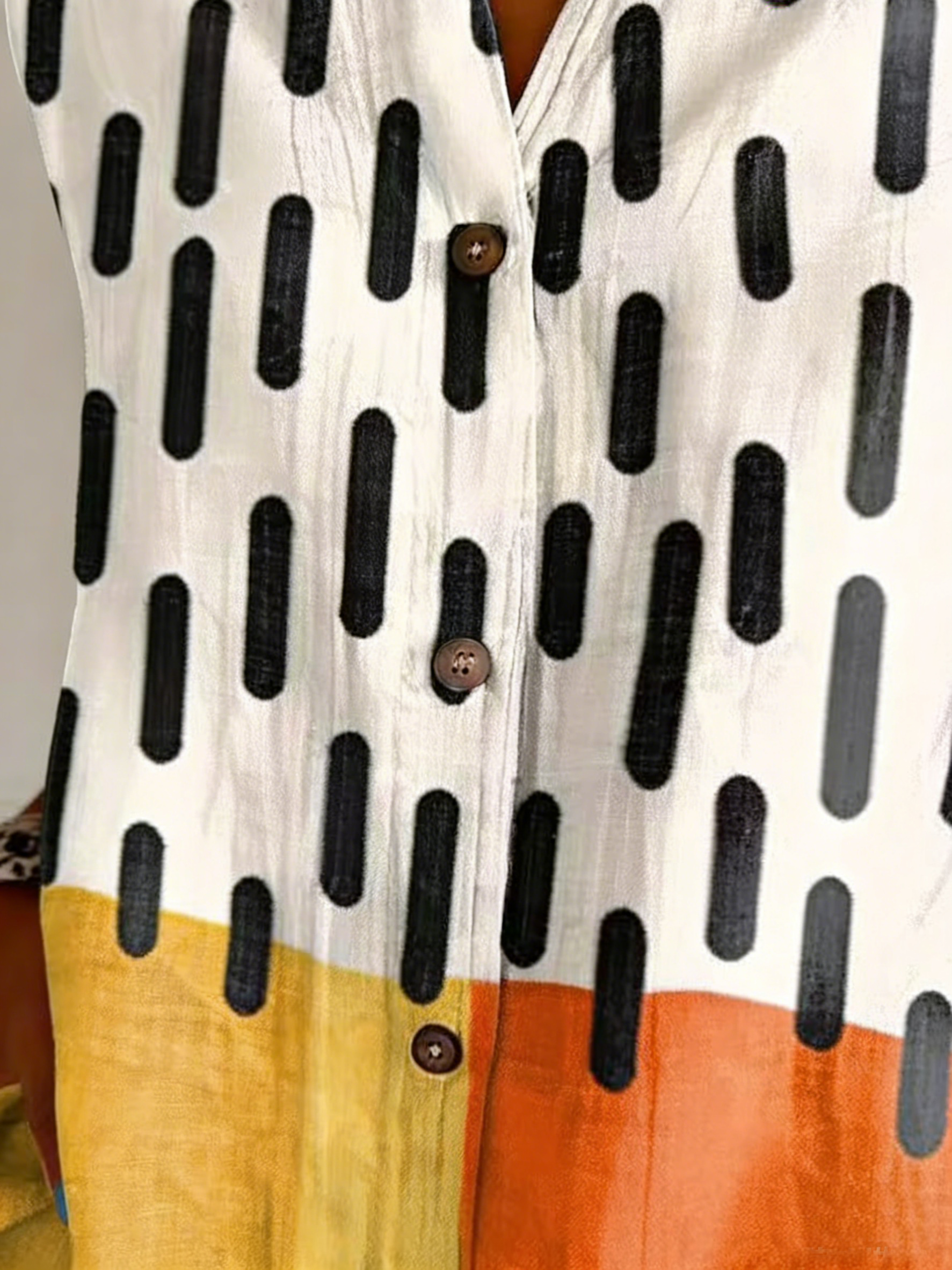 Shawl Collar Three Quarter Sleeve Polka Dots Regular Loose Shirt For Women