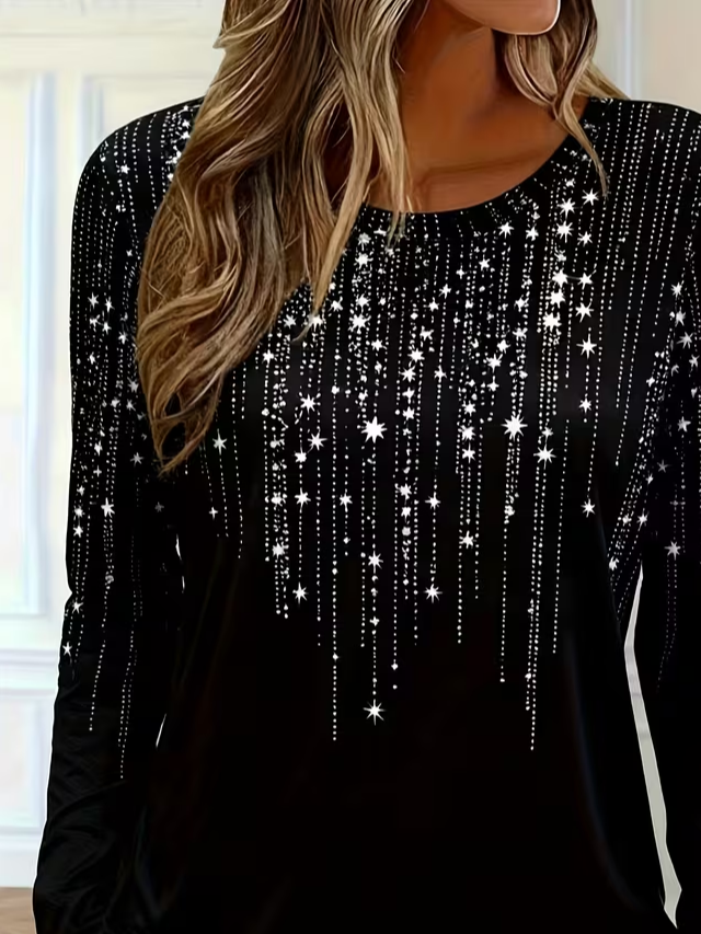 Casual Abstract Crew Neck Long Sleeve T-shirt