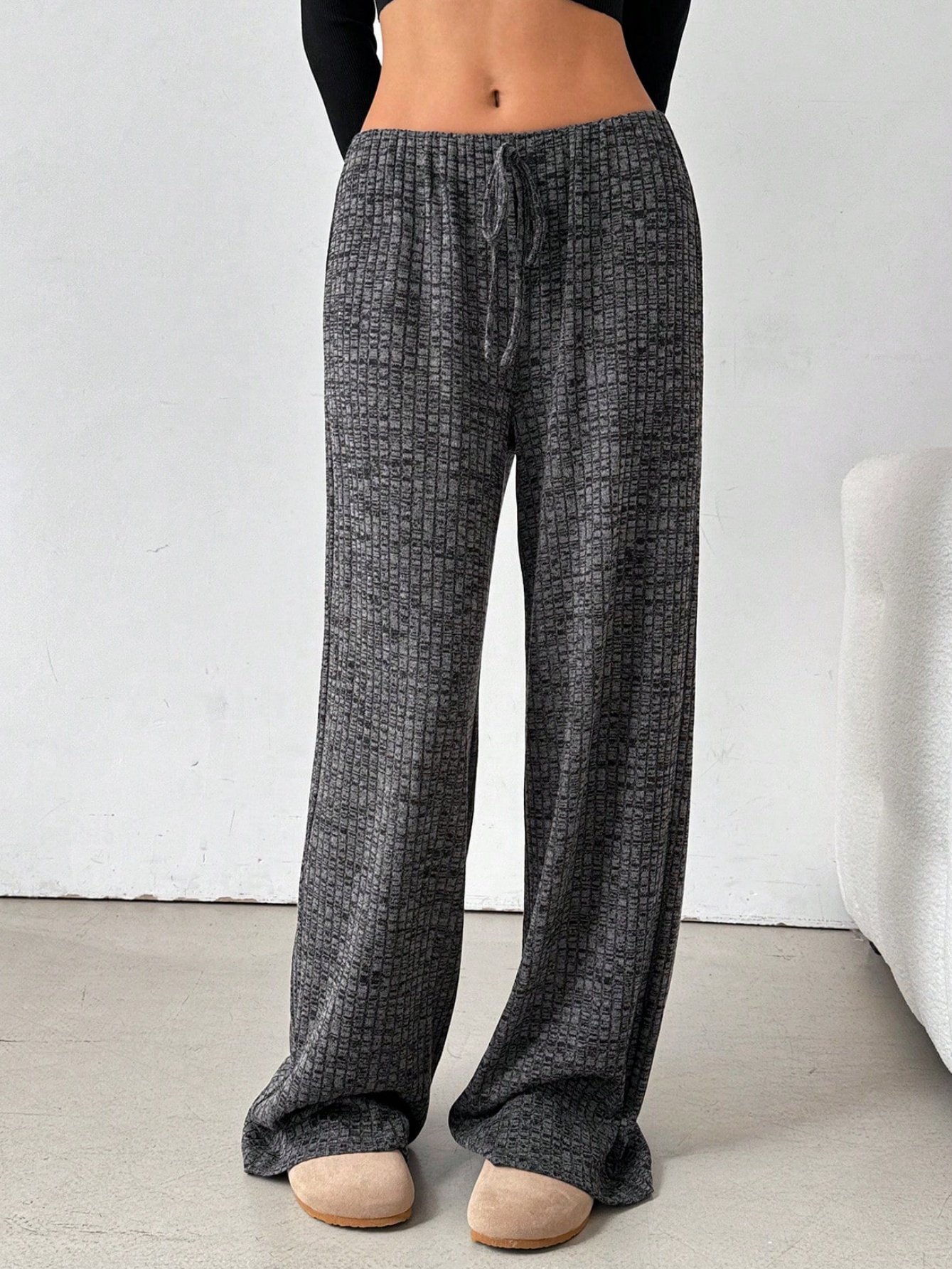 Women Striped Long Elastic Waist Pants Casual Spring/Fall Trousers
