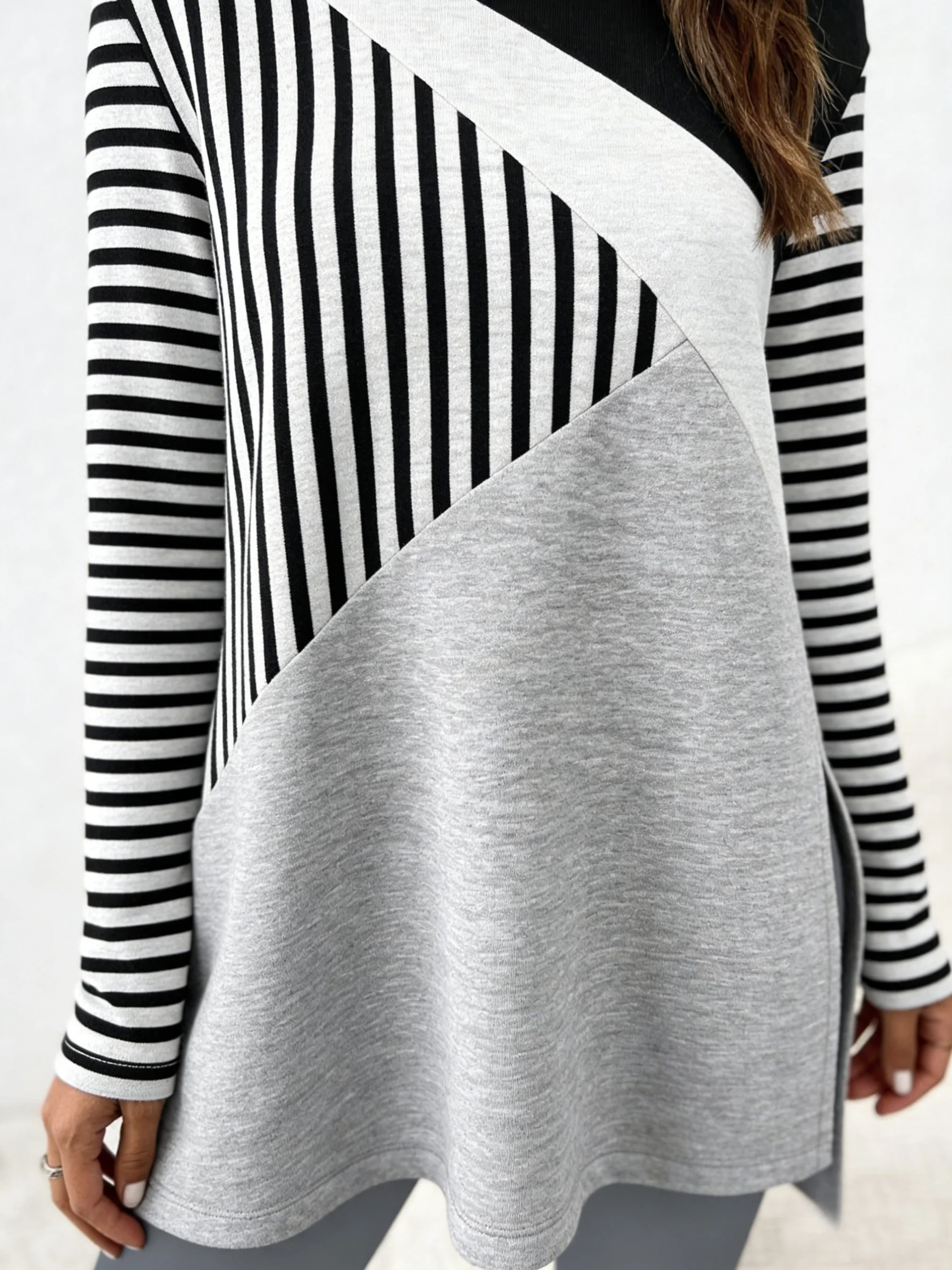 Women Striped Two-Piece Set Daily Long Sleeve Casual Spring/Fall Top With Pants Matching Set