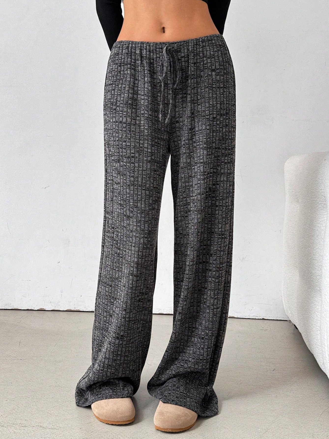 Women Striped Long Elastic Waist Pants Casual Spring/Fall Trousers