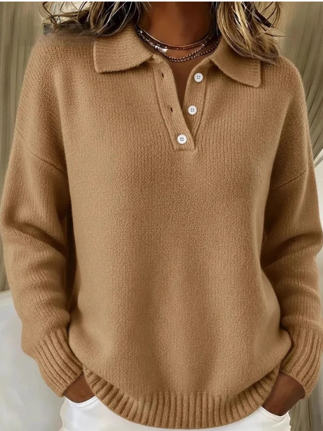 Women Plain Long Sleeve Comfy Casual Sweater