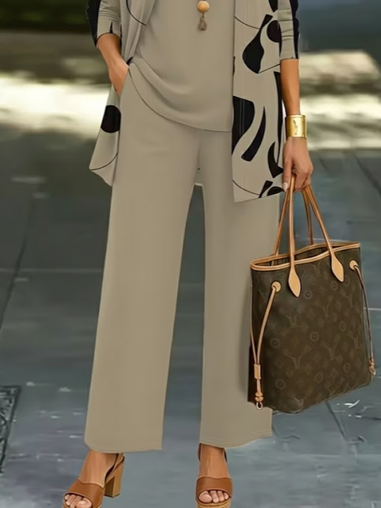 Women Plain Two-Piece Set Daily Long Sleeve Casual Spring/Fall Multi-Piece Set Matching Set