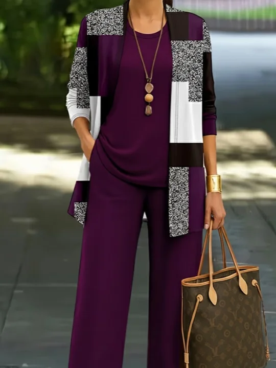 Women Plain Two-Piece Set Daily Long Sleeve Casual Spring/Fall Multi-Piece Set Matching Set