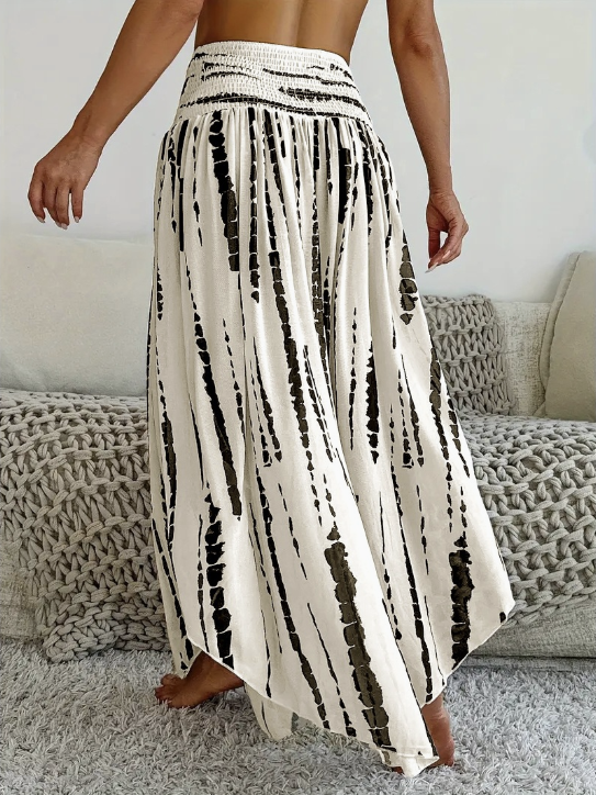 Casual Abstract Stripes A-Line High Waist Maxi Skirt