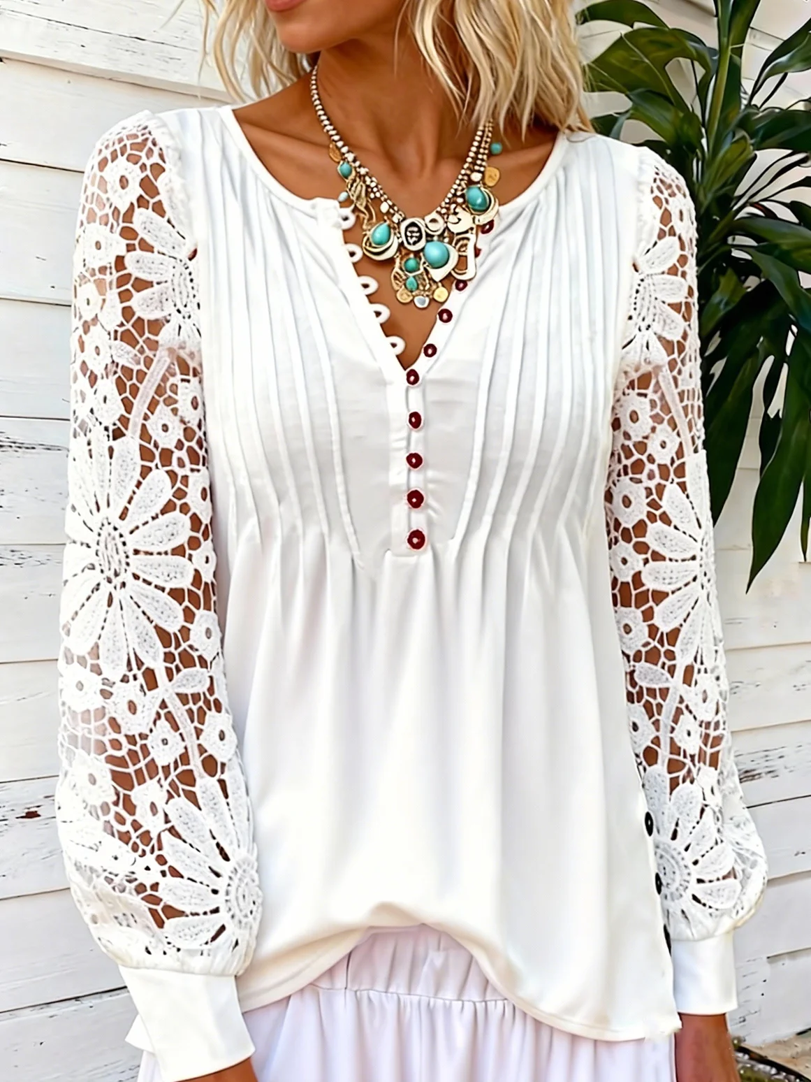 Elegant Plain V Neck Long Sleeve T-shirt