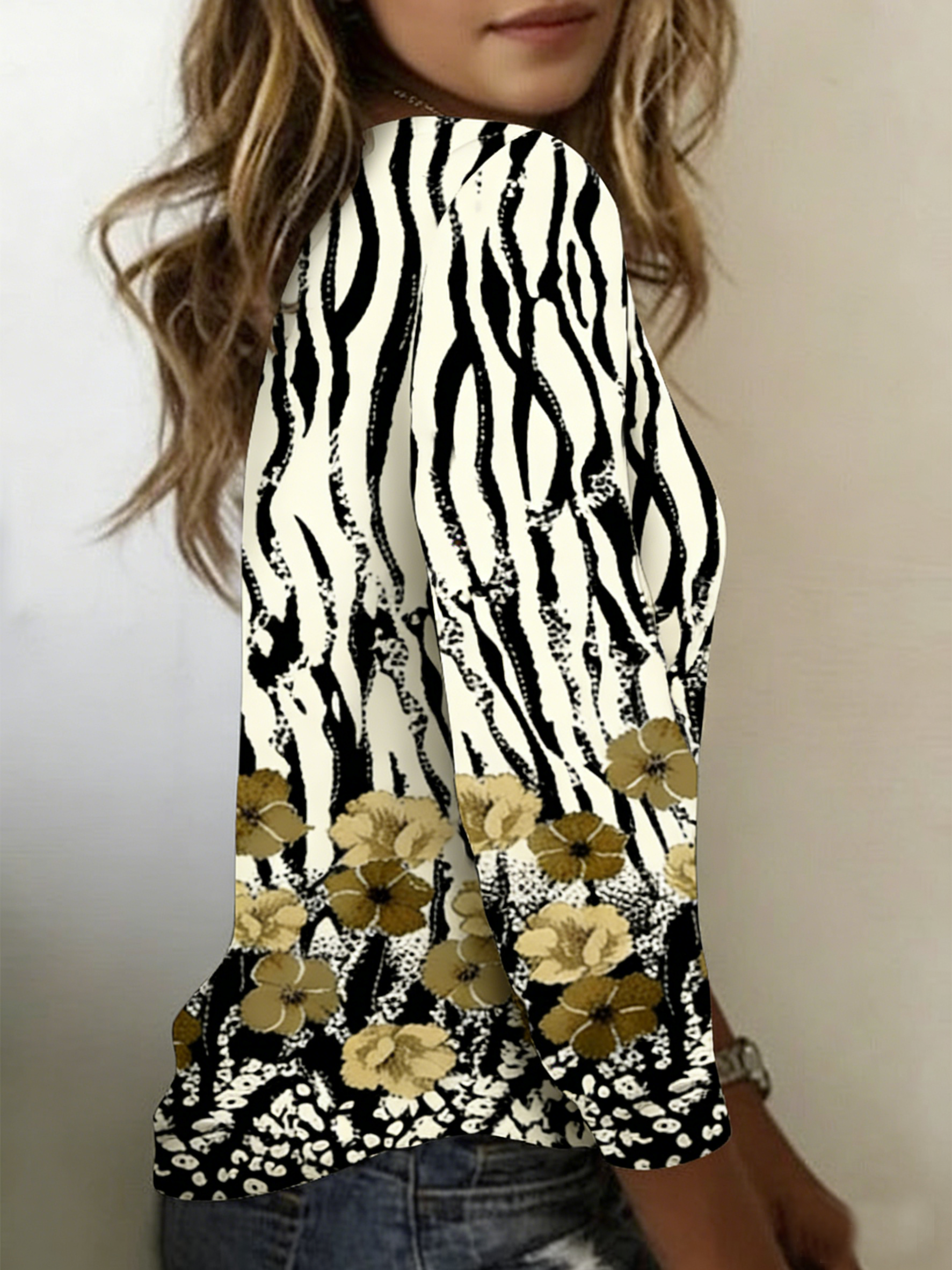 Casual Floral V Neck Long Sleeve T-shirt