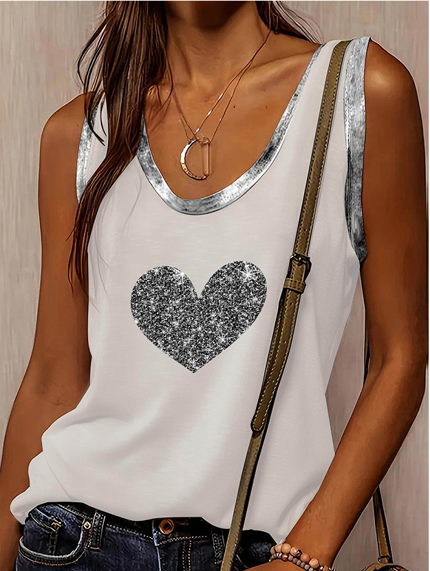Casual U-Neck Color Block Tank Top