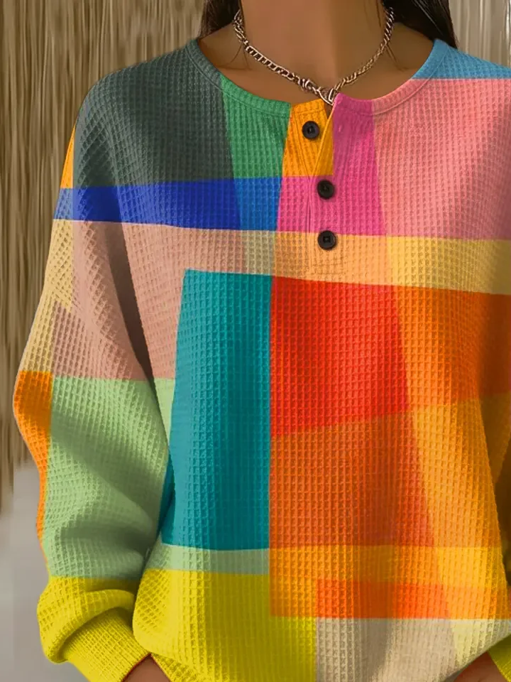 Casual Crew Neck Abstract Sweatshirt Printing | noracora