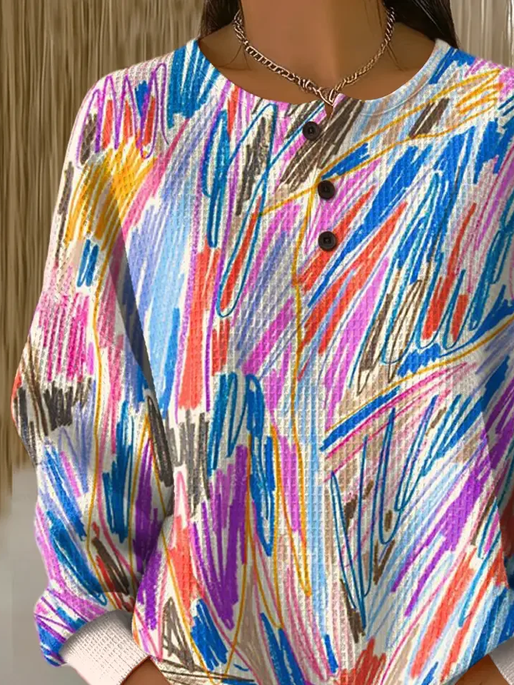 Casual Crew Neck Abstract Sweatshirt Printing | noracora