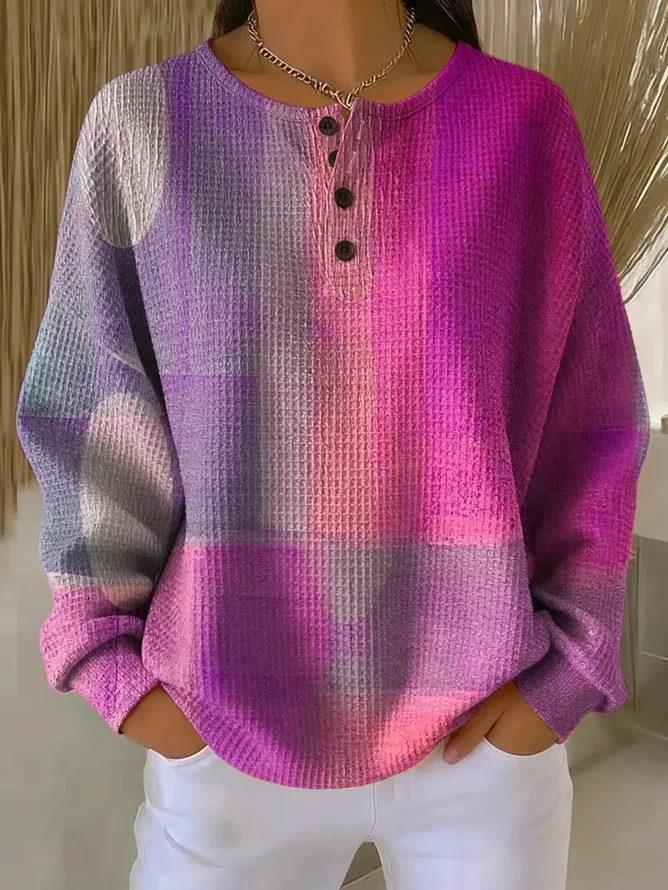 Casual Crew Neck Abstract Sweatshirt Printing | noracora