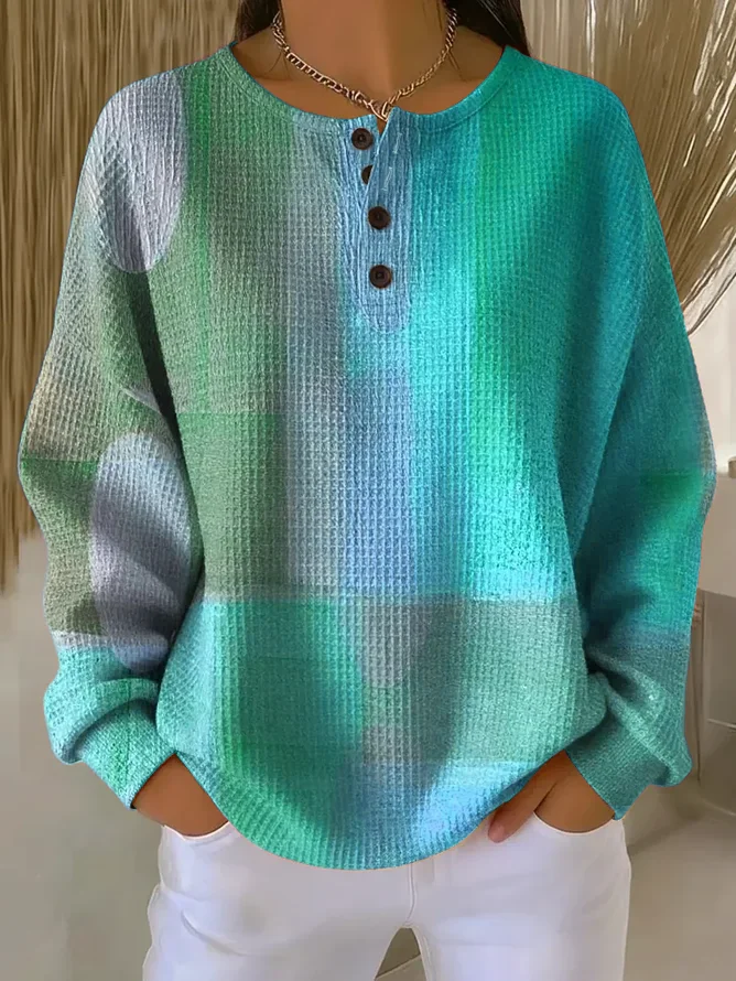 Casual Crew Neck Abstract Sweatshirt Printing | noracora