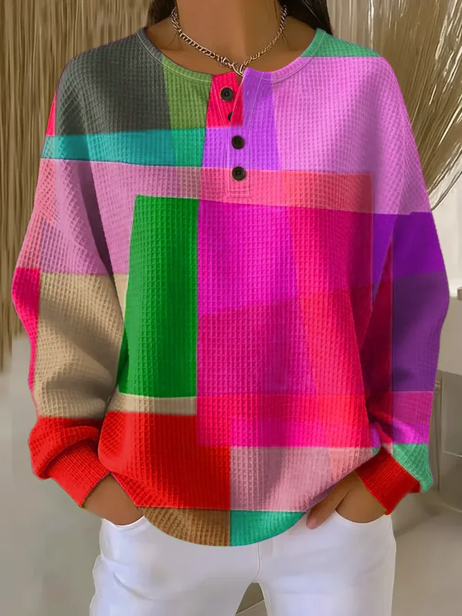 Casual Crew Neck Abstract Sweatshirt Printing | noracora