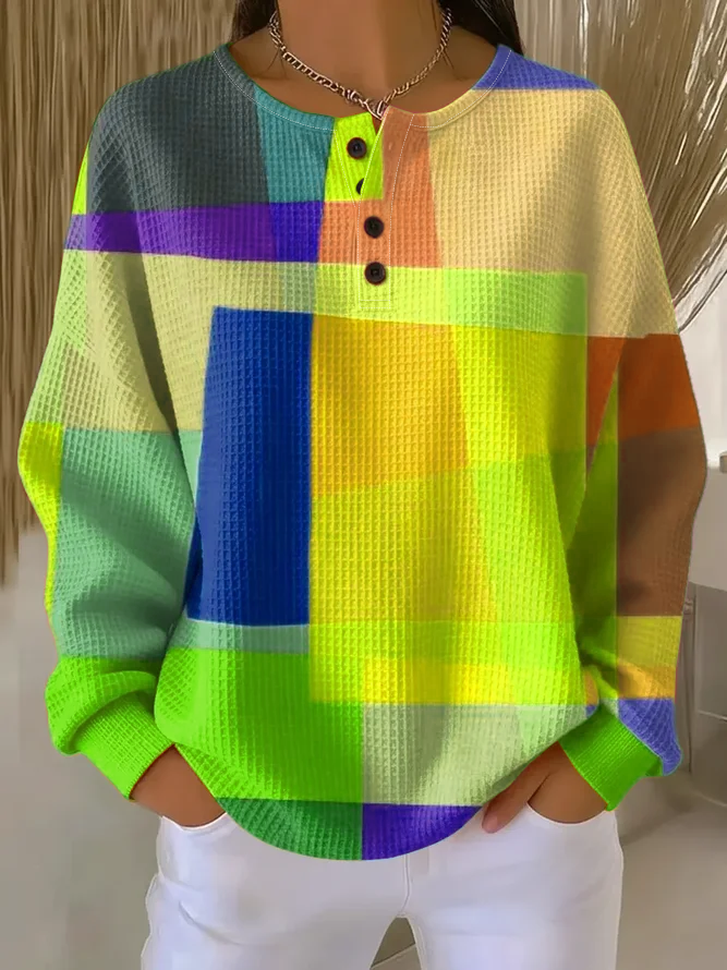 Casual Crew Neck Abstract Sweatshirt Printing | noracora