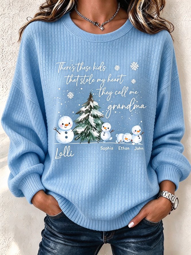 Casual Text Letters Crew Neck Long Sleeve Sweatshirt | noracora