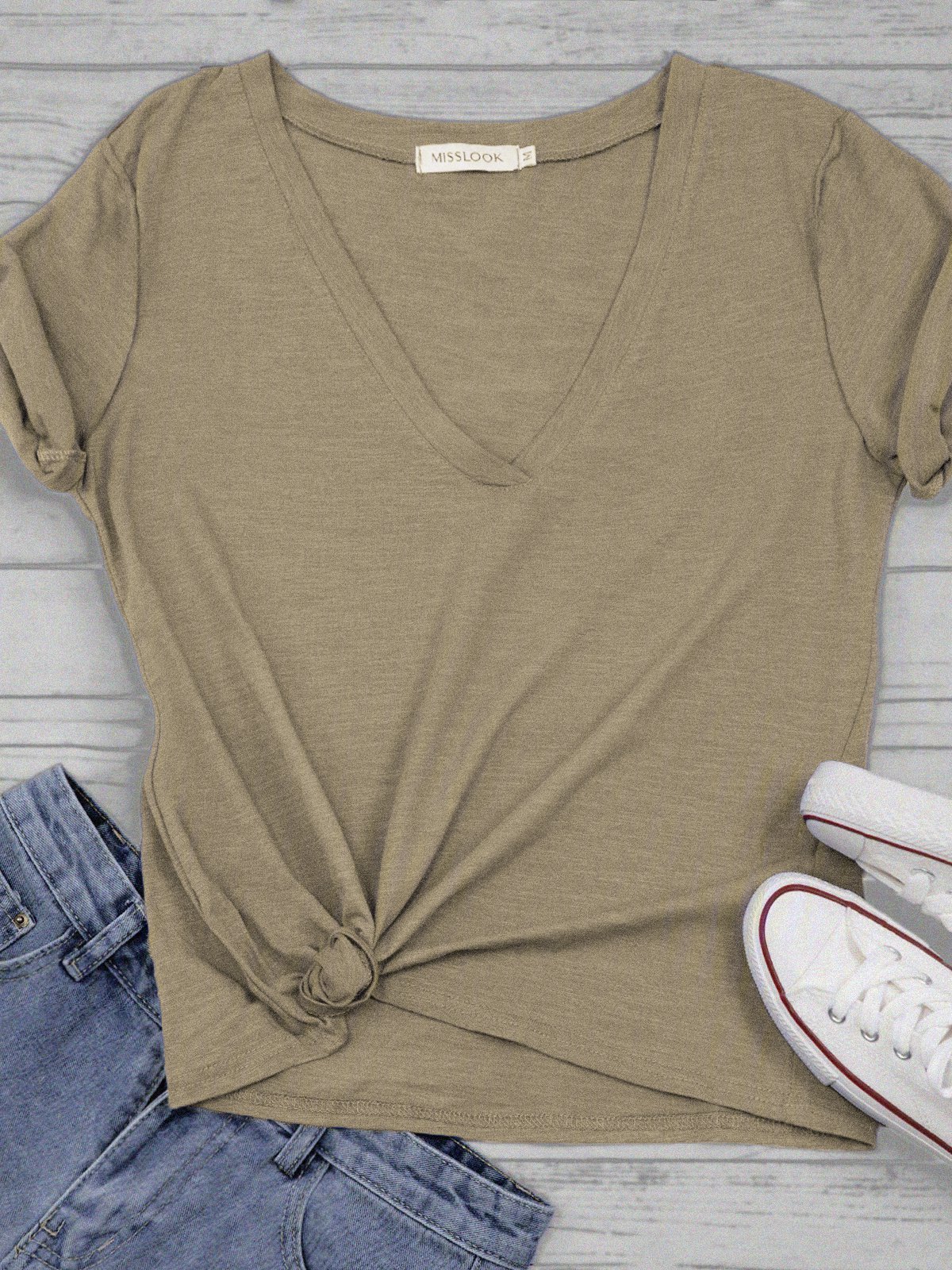 Women Summer V neck Loose T Shirt Tops