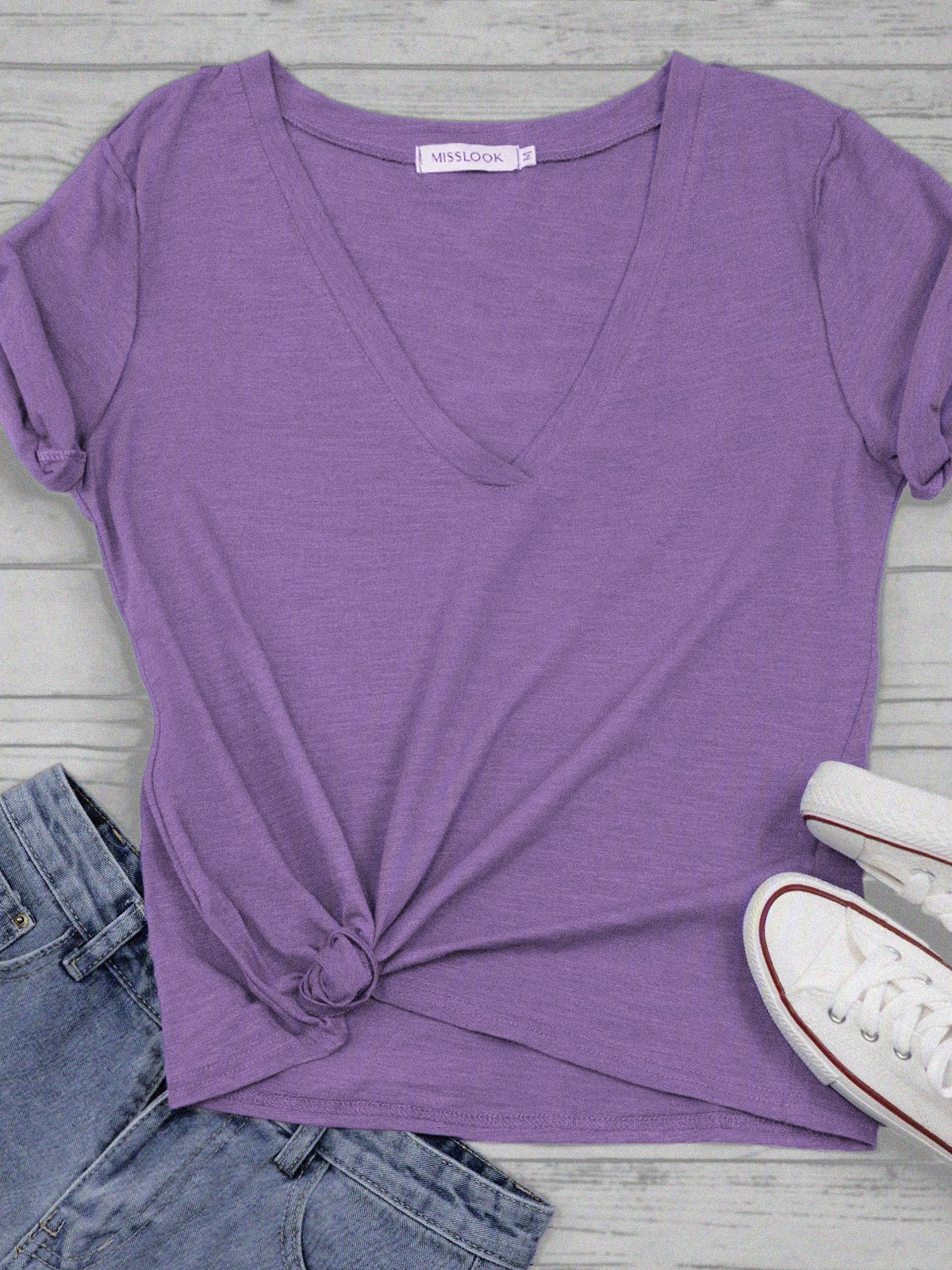 Women Summer V neck Loose T Shirt Tops