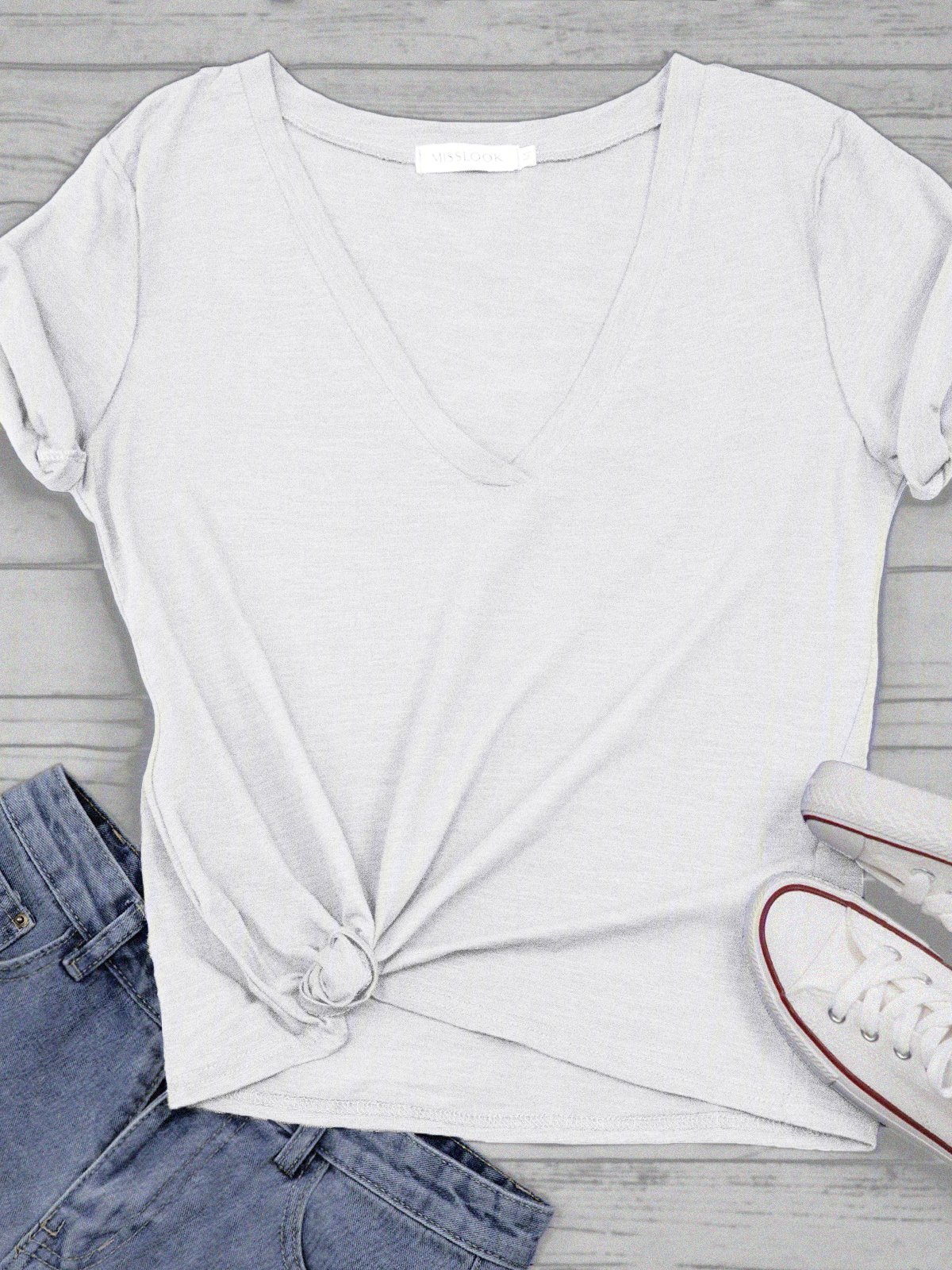 Women Summer V neck Loose T Shirt Tops