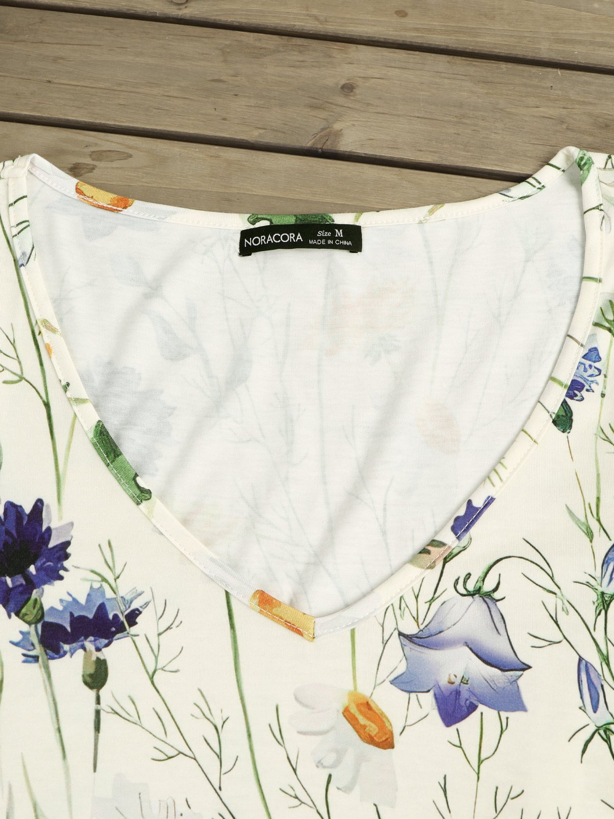 Floral V Neck Off Shoulder Cold Shoulder Cotton Blend Casual Loosen Short Sleeve Tunic T-Shirt