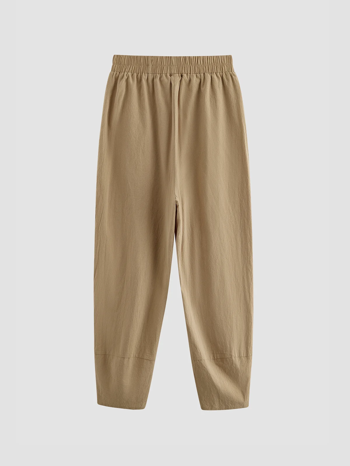 Casual Baggy Plain Linen & Cotton Cropped Pant