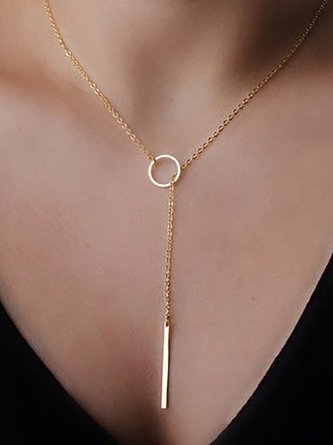 Womens Simple Alloy Ring Necklace
