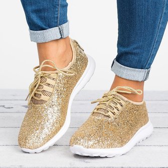 Women Sneakers Plus Size Sparkling Glitter Slip On Sneakers | noracora
