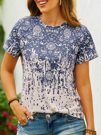 Ethnic Loose Casual Jersey T-Shirt