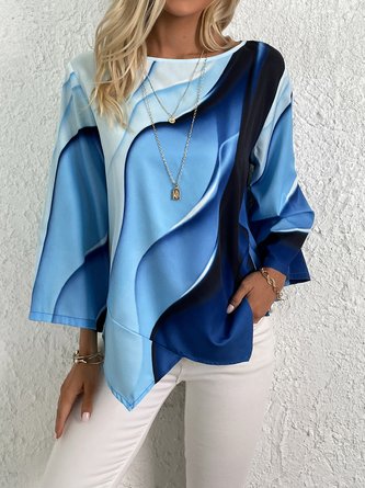 Abstract Print Chiffon Tunic Shirt