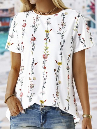 Printed Crew Neck Casual Short Sleeve T-Shirt