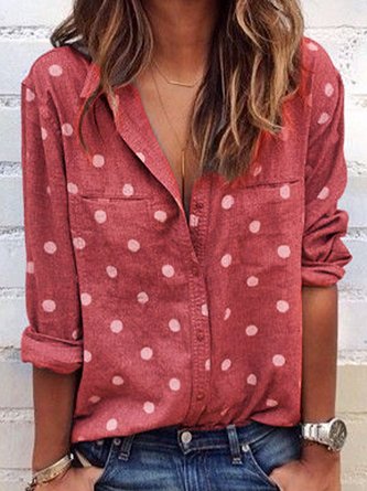 Womens Clothing? Long Sleeve Polka Dots Shirt