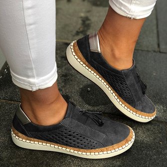 Women Fringe Slide Hollow-Out Casual Sneakers