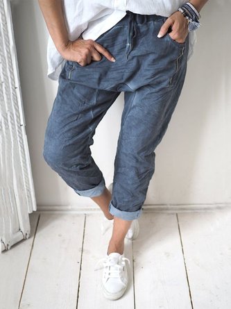 Casual Solid Jeans With Pockets