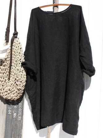 Casual Solid Long Sleeve Tunic Top