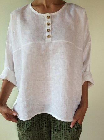 Linen Solid Long Sleeve T-shirt